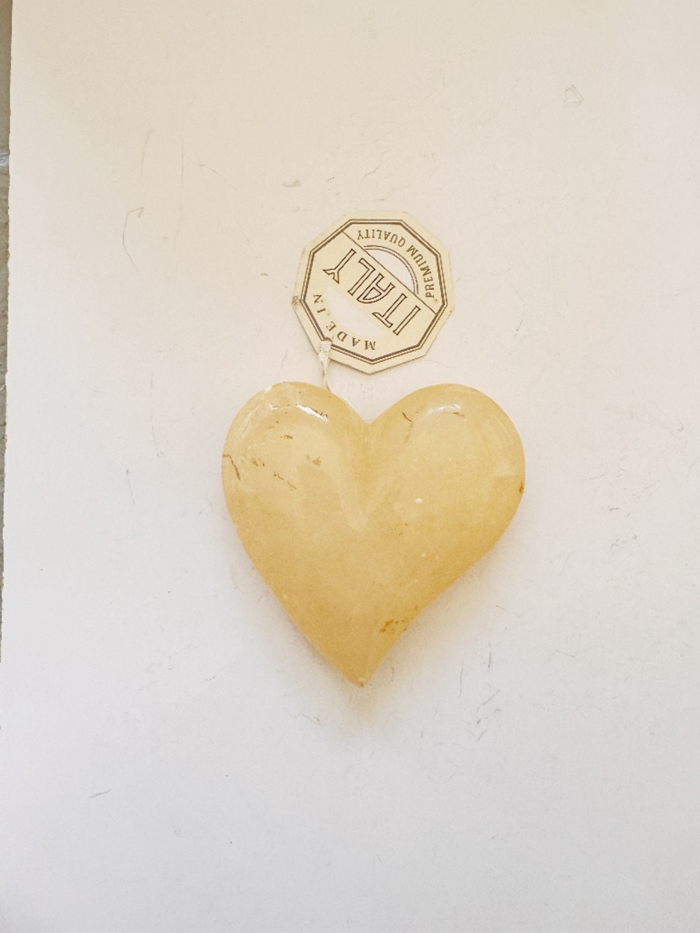 Vintage Italian Alabaster Heart Paperweight 4.5" Ducceschi Volterra Stone Gift⁠